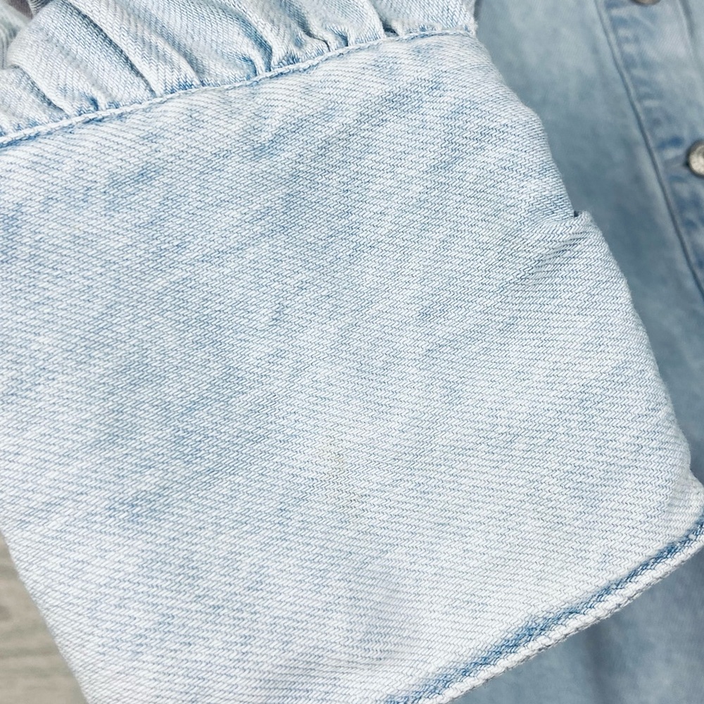 Free People Light Wash Blue Oversized Button-Down Shirt - Picture 13 of 15